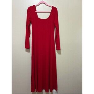Old Navy Red Long Sleeve Knit Hourglass Maxi Dress Robbie Red size medium